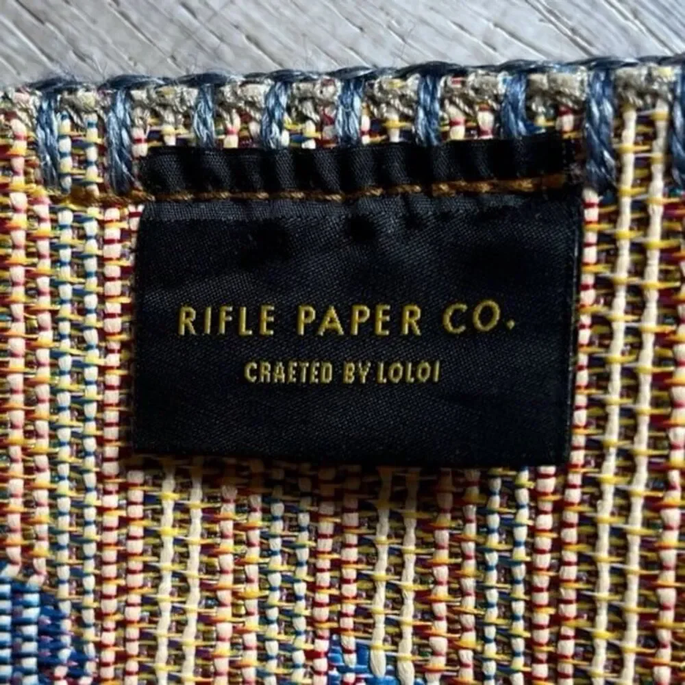 Riffle Paper Indoor Outdoor Rug Strawberry Fields Floral Moody Navy Black